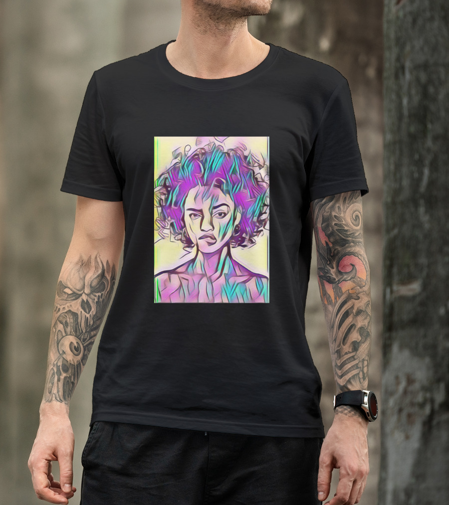 Black Queen Abstract Art Multicolored T-Shirt