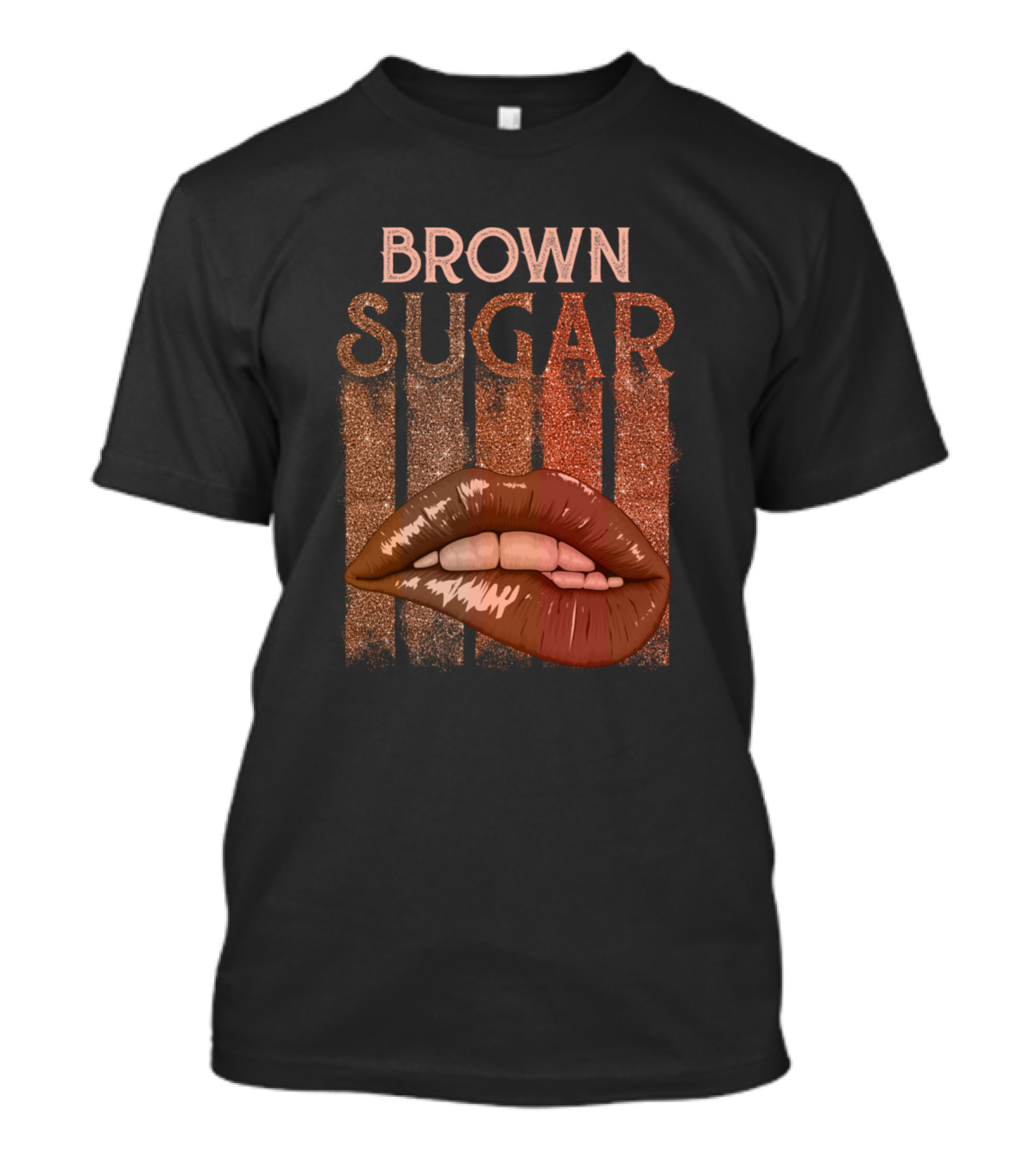 Brown Sugar Lips With Glitter Stripes Vintage Aesthetic T-Shirt