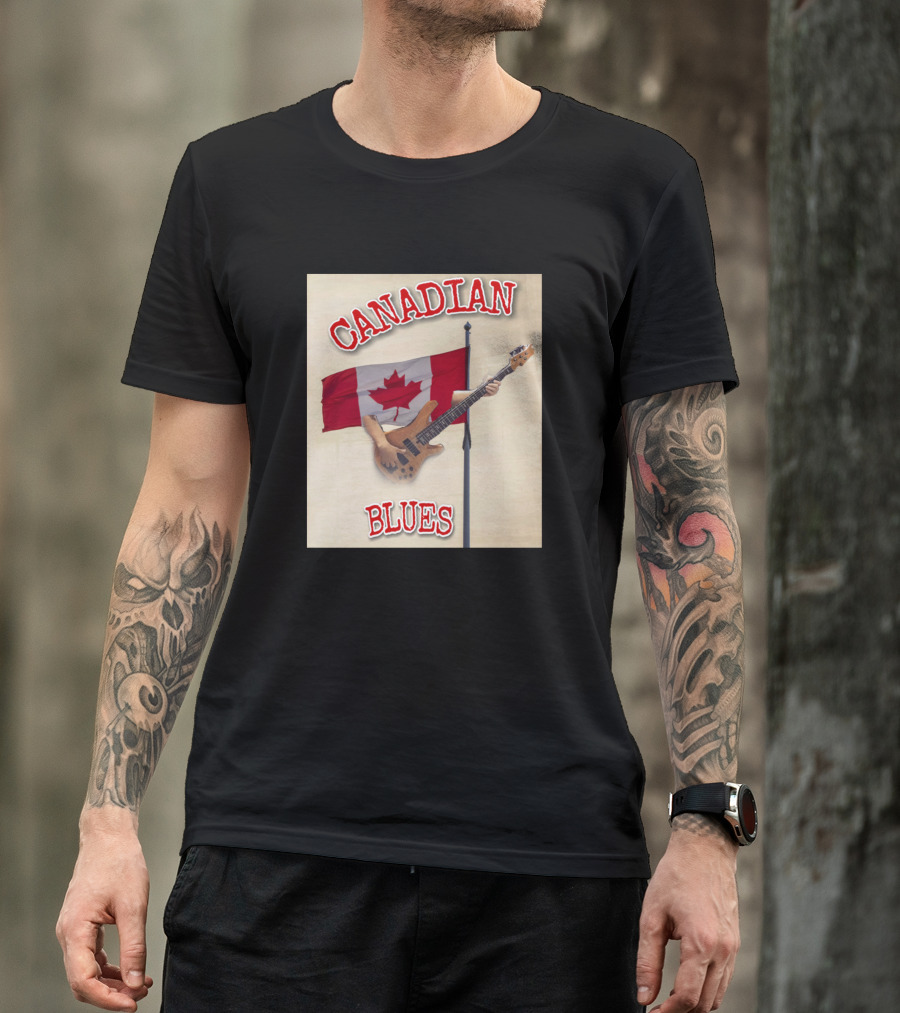 CANADIAN BLUES Maple Leaf Guitar Flag T-Shirt