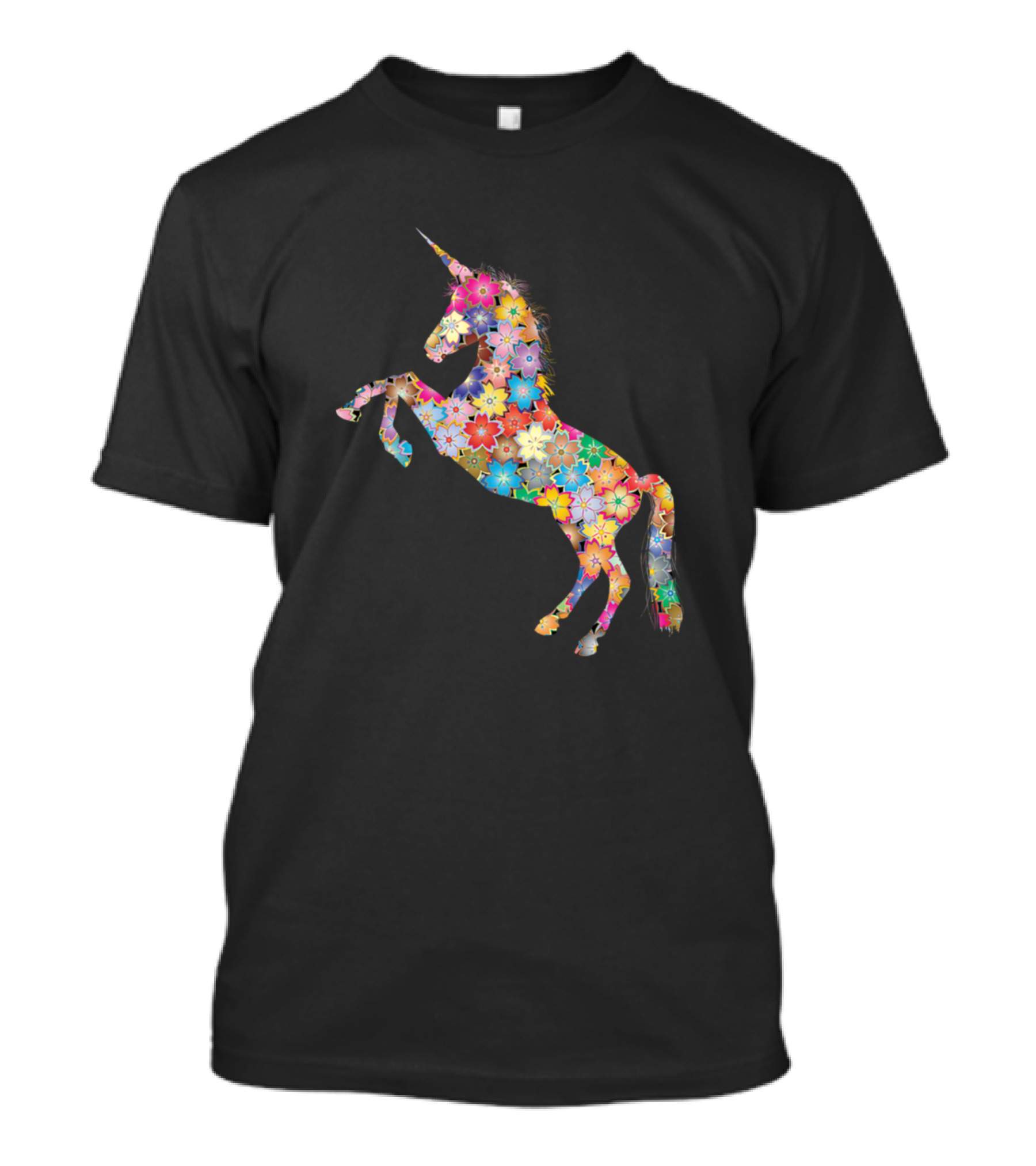 Floral Unicorn With Vibrant Colors And Flower T-Shirt