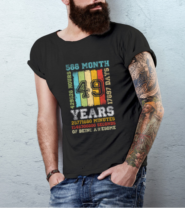 588 Months 49 Years 17987 Days 429528 Hours 25771680 Minutes 1546308000 Seconds Of Being Awesome T-Shirt