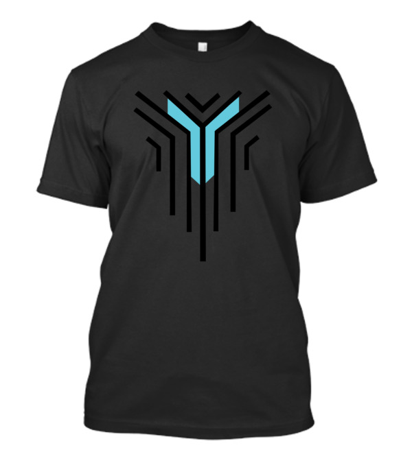 Symmetrical Blue And Black Geometric Lines T-Shirt