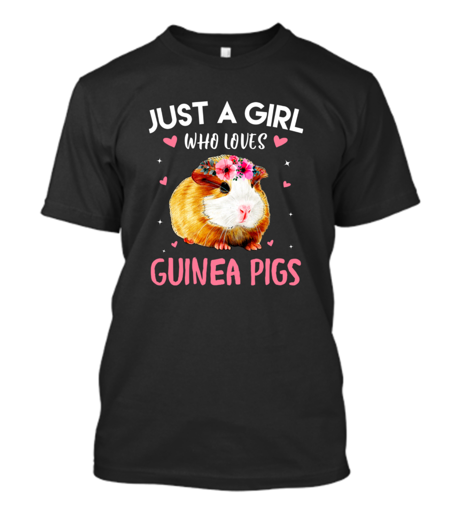 Just A Girl Who Loves Guinea Pigs With Cute Flower Crown And Hearts T-Shirt