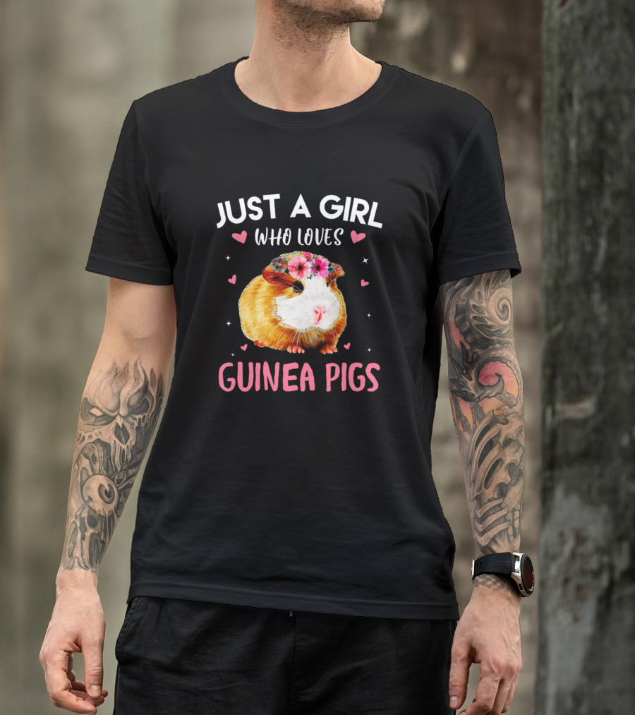 Just A Girl Who Loves Guinea Pigs With Cute Flower Crown And Hearts T-Shirt