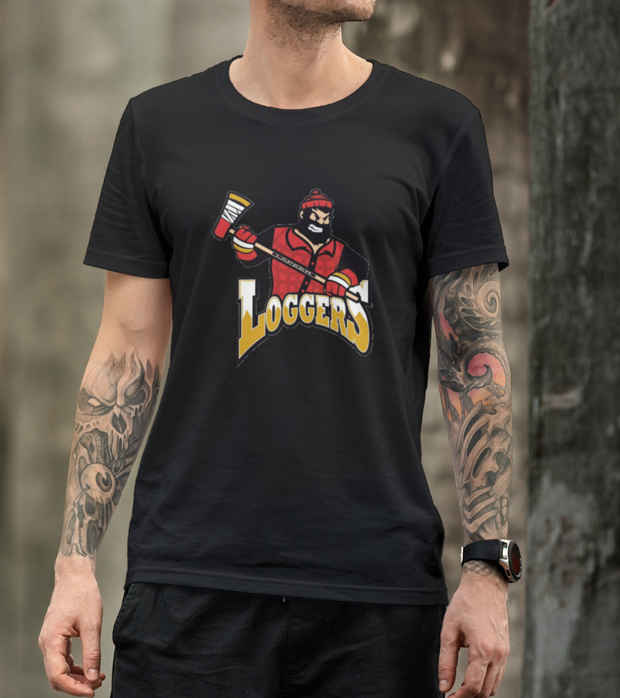 Lapeer Loggers Hockey Lumberjack Mascot With Axe T-Shirt