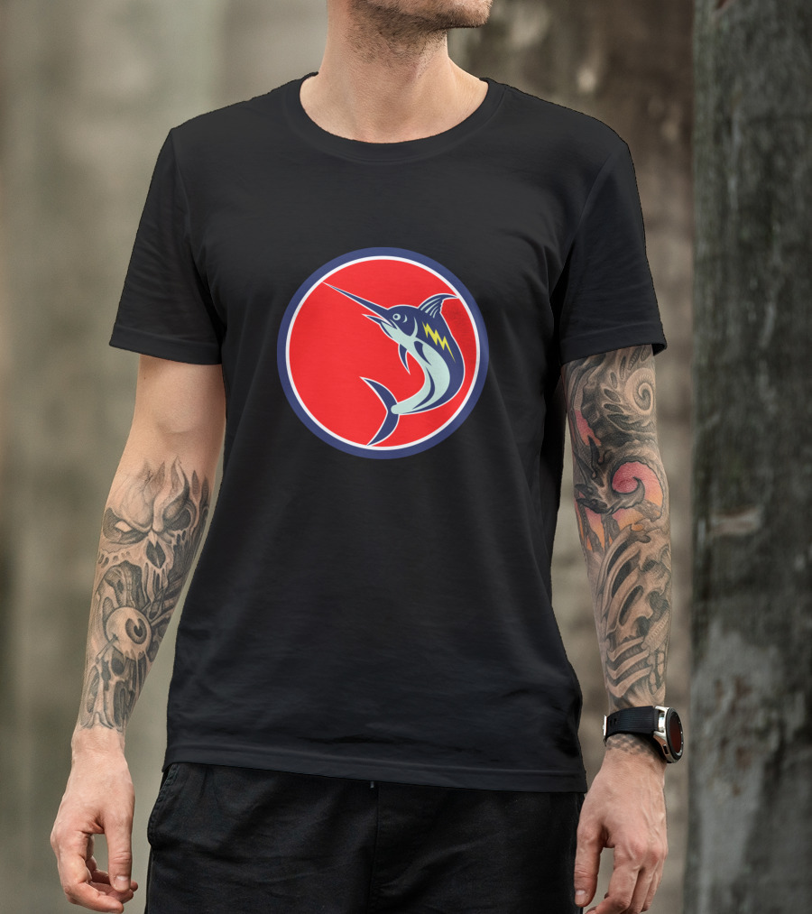 Marlin Lightning Fish Icon In Red Circle T-Shirt