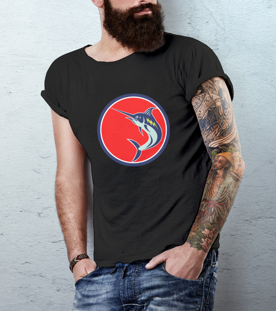 Marlin Lightning Fish Icon In Red Circle T-Shirt