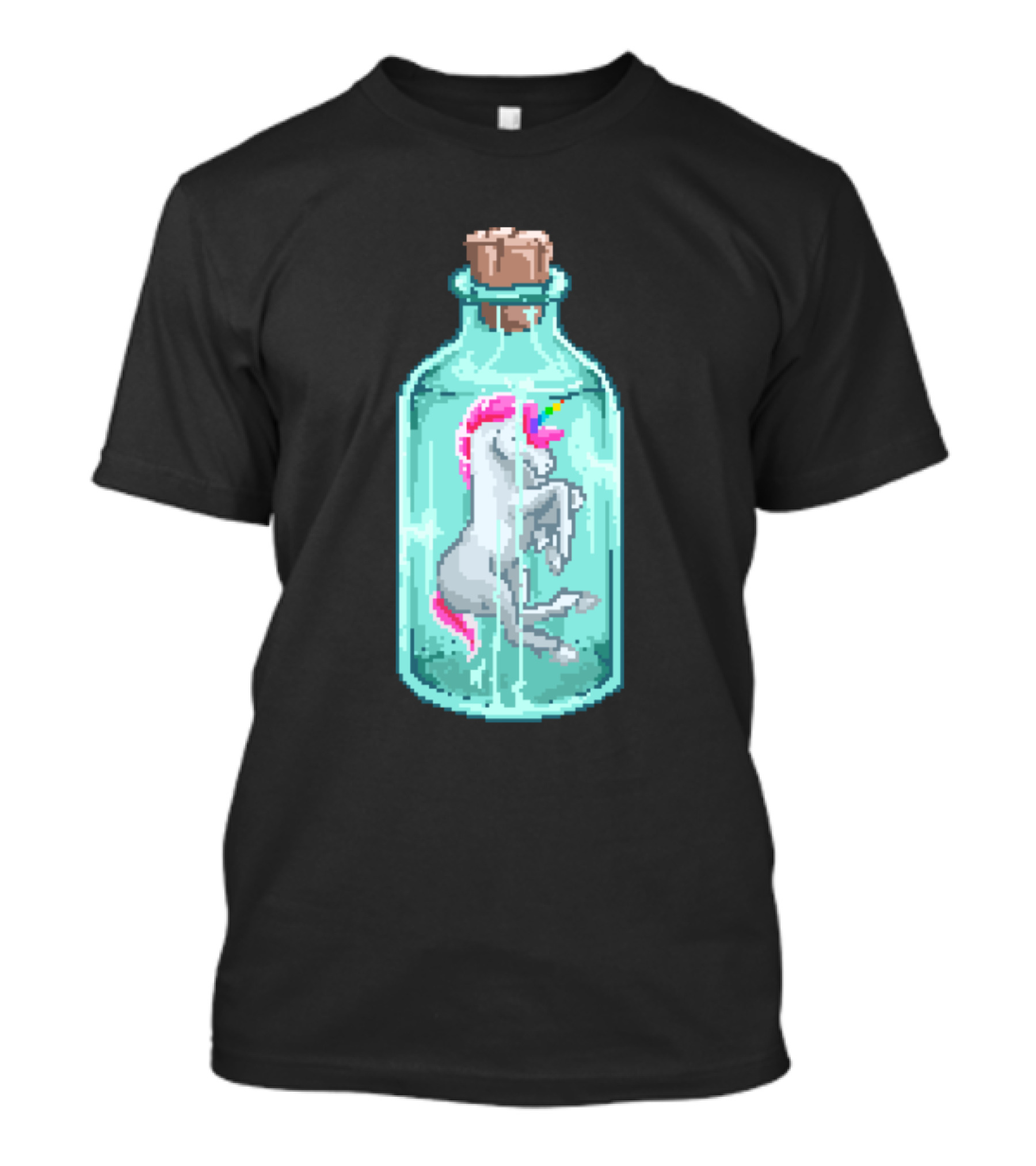 Mini Cute Unicorn Kawaii Inside Bottle Retro 80s T-Shirt