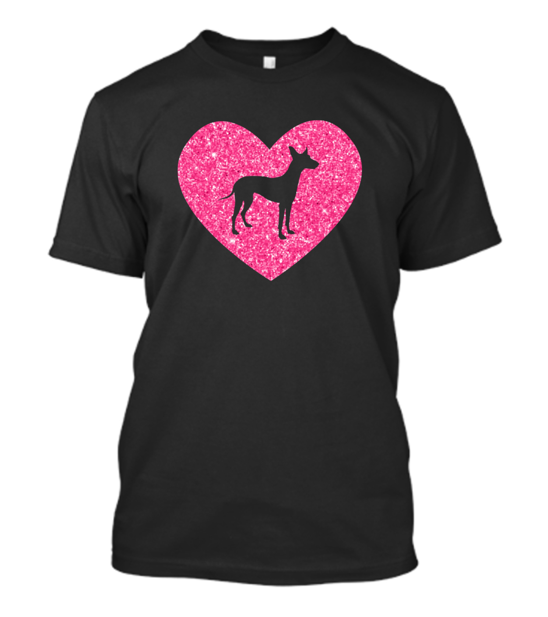 Pharaoh Hound Silhouette Pink Glitter Heart T-Shirt