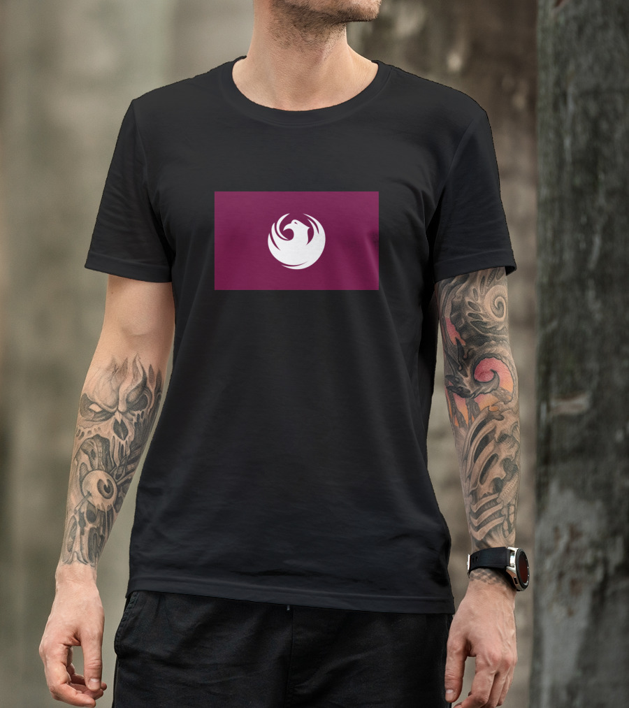 Phoenix City Emblem Circular Symbol Maroon Background T-Shirt