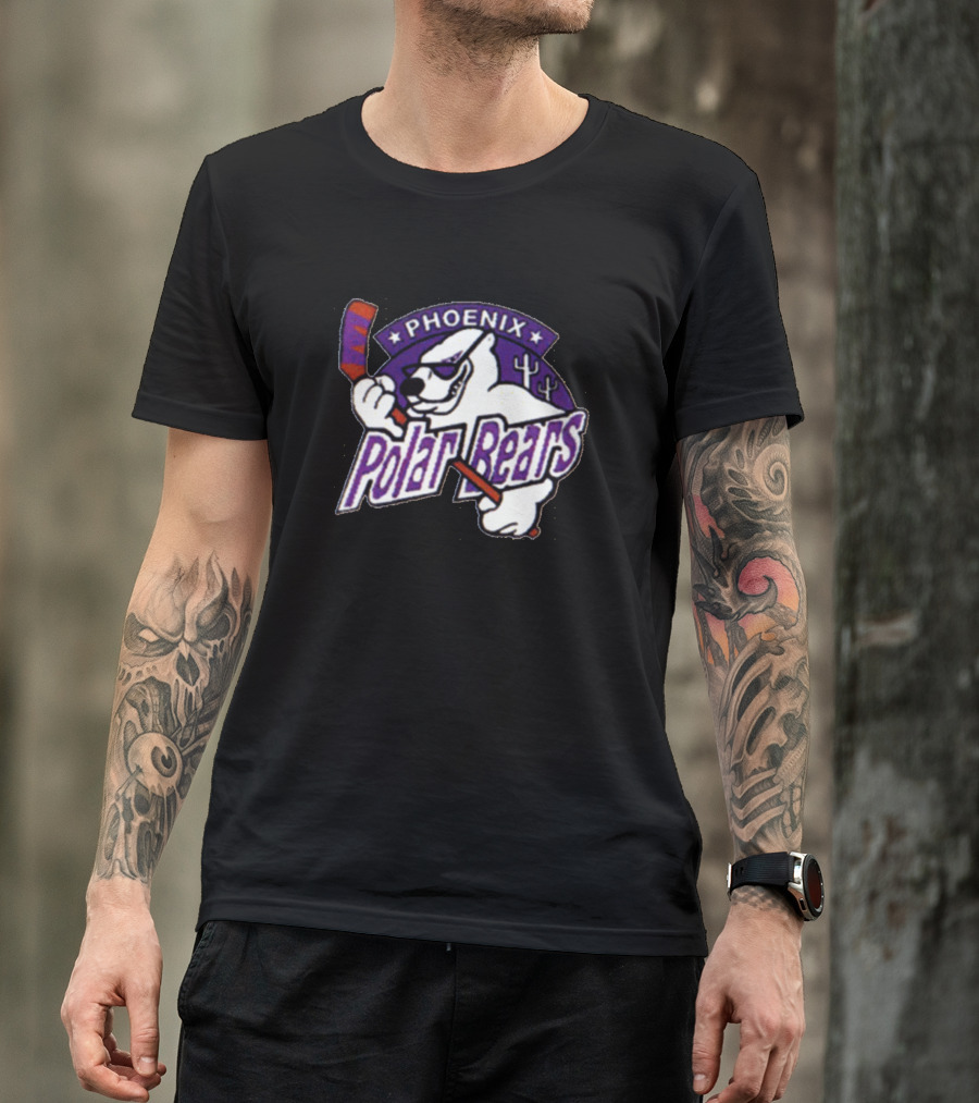 Phoenix Polar Bears Hockey Team Logo Polar Bear With Hockey Stick T-Shirt