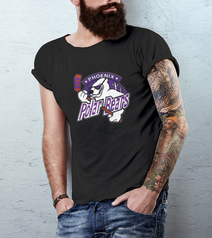 Phoenix Polar Bears Hockey Team Logo Polar Bear With Hockey Stick T-Shirt