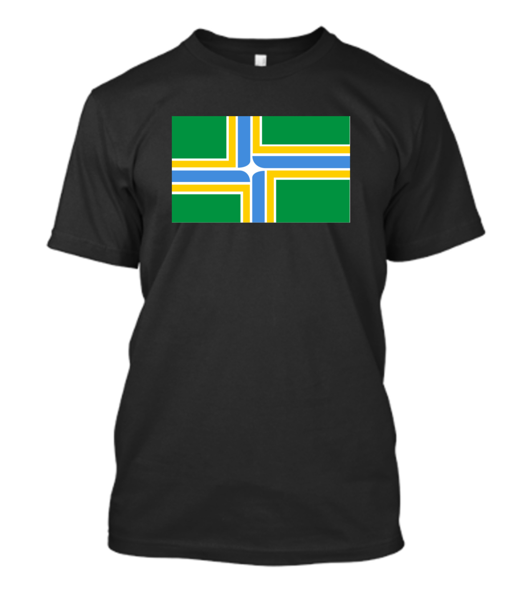 Portland Oregon City Flag Green Yellow Blue Cross T-Shirt