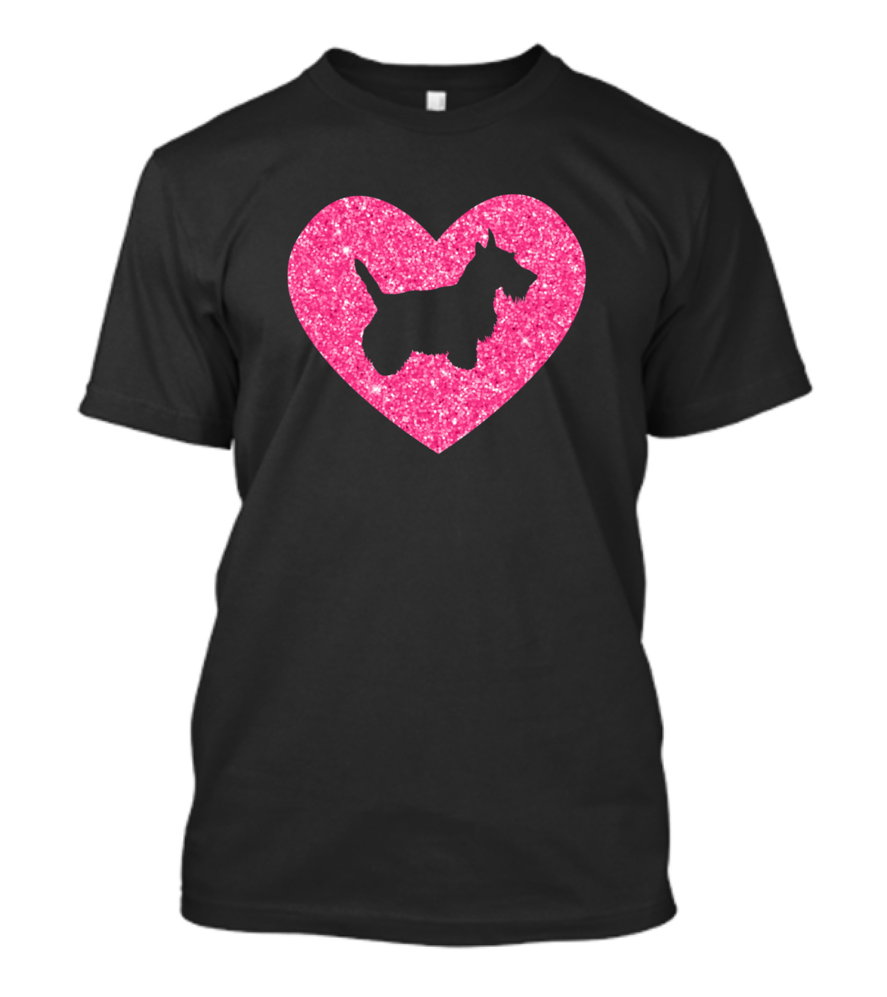 Pink Glitter Heart With Scottish Terrier T-Shirt