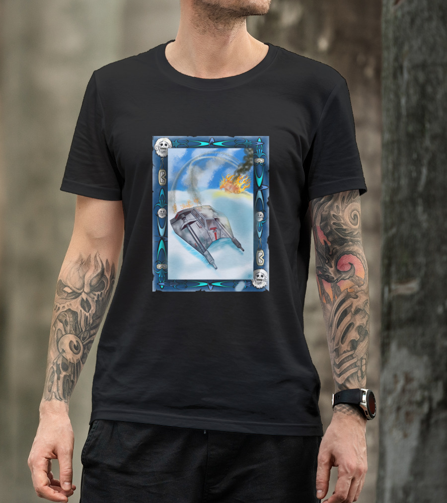 Star Wars Hoth Battle Scene With Burning Flames And Icy Rebel Snowspeeder T-Shirt