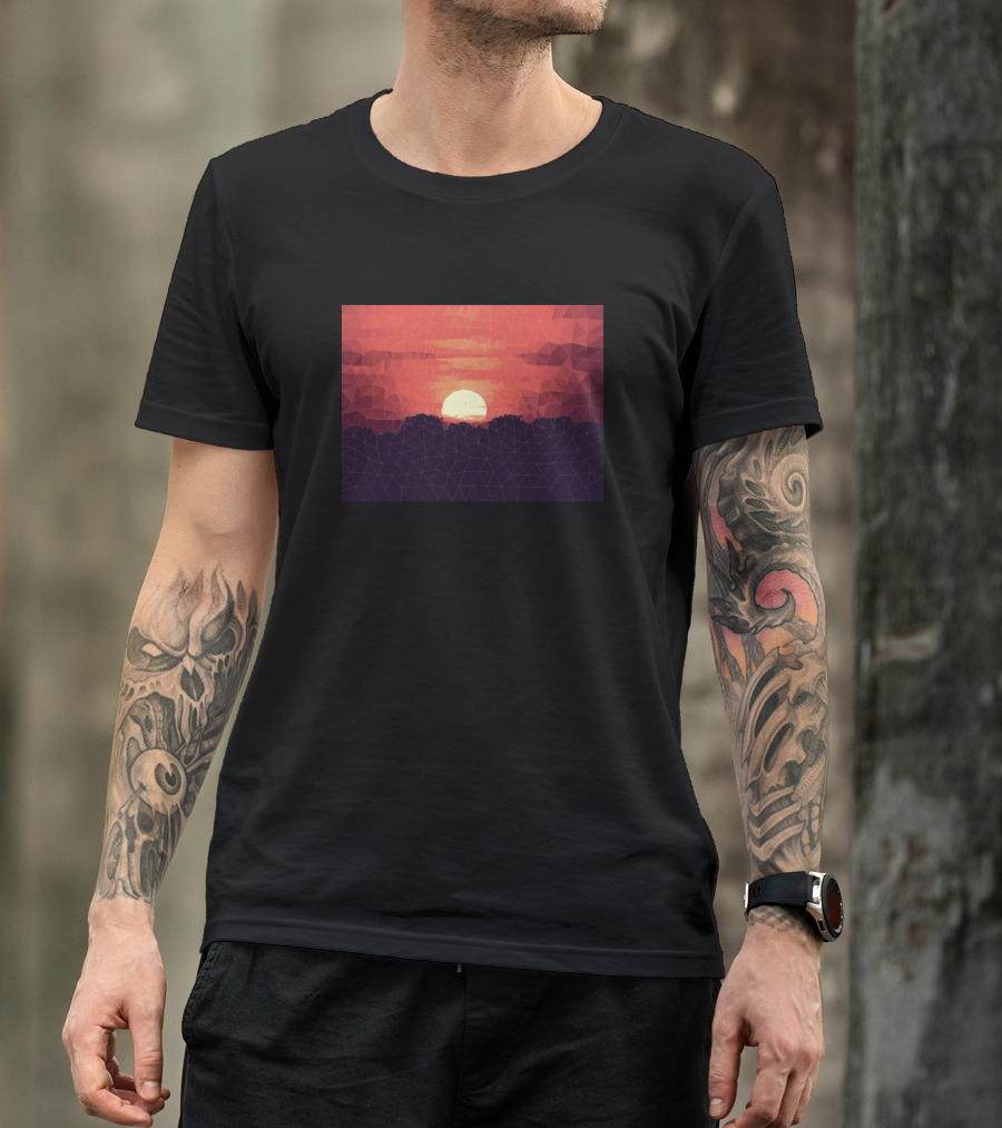 Sunset Mosaic Triangles Nightfall Sky T-Shirt