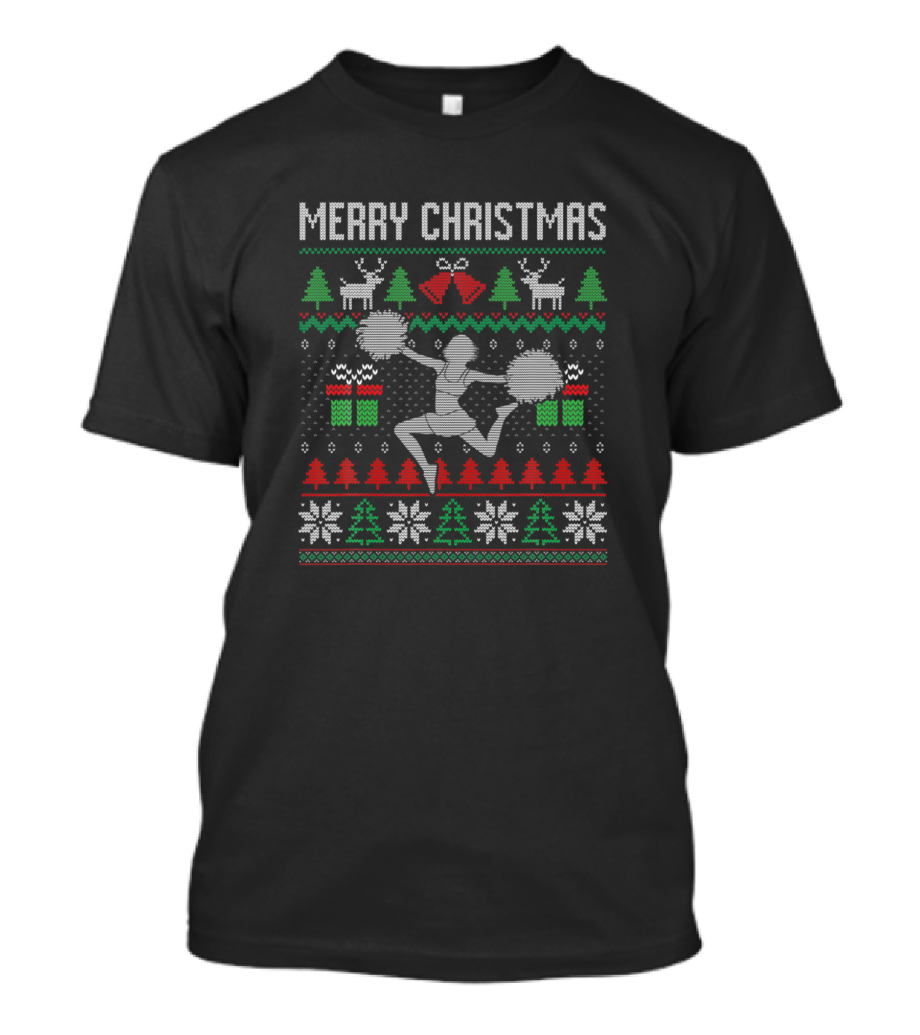 Merry Christmas Cheerleading Santa Ugly Xmas Costume T-Shirt