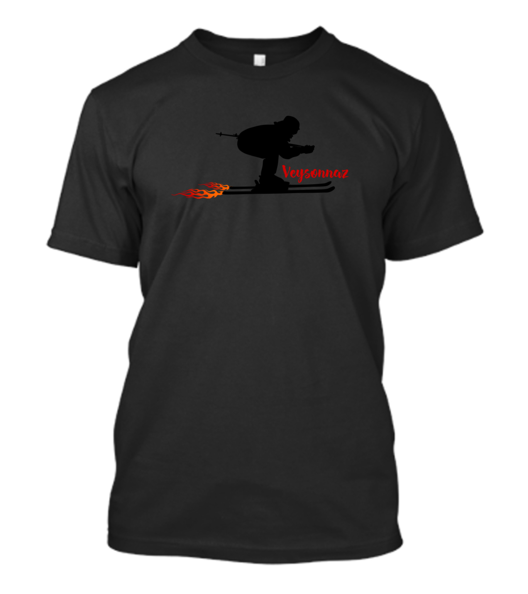 Veysonnaz Switzerland Skiing Silhouette With Flames T-Shirt