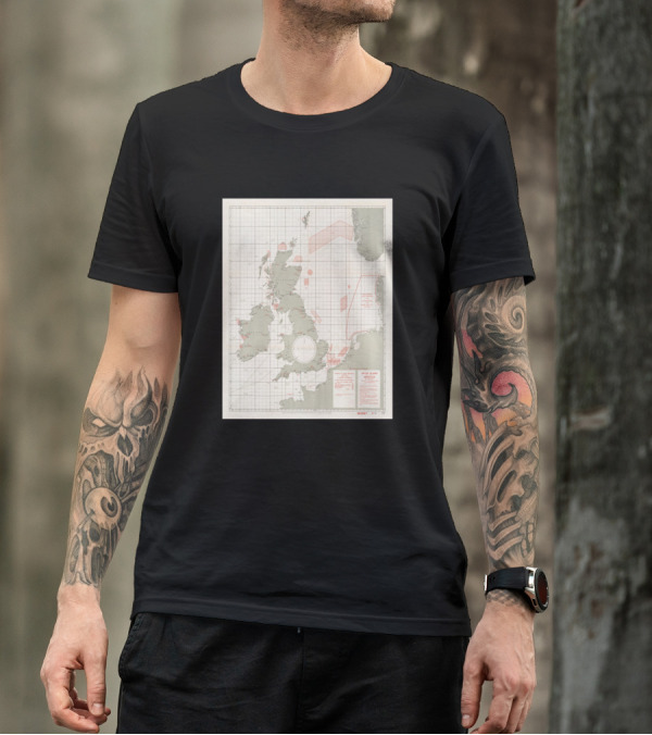 Vintage 1918 Map Of English Channel Naval Minefields And Surrounding Areas T-Shirt