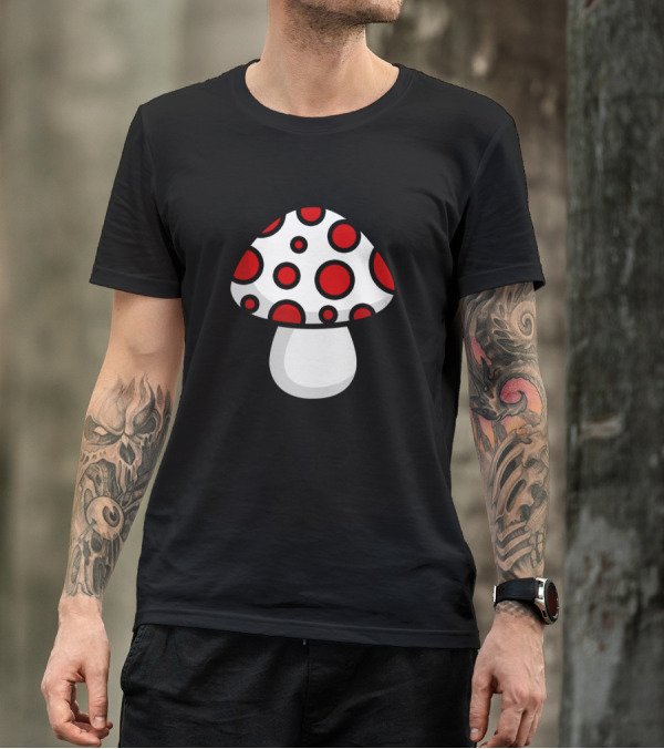White Agaric Red Polka Dots Mushroom T-Shirt