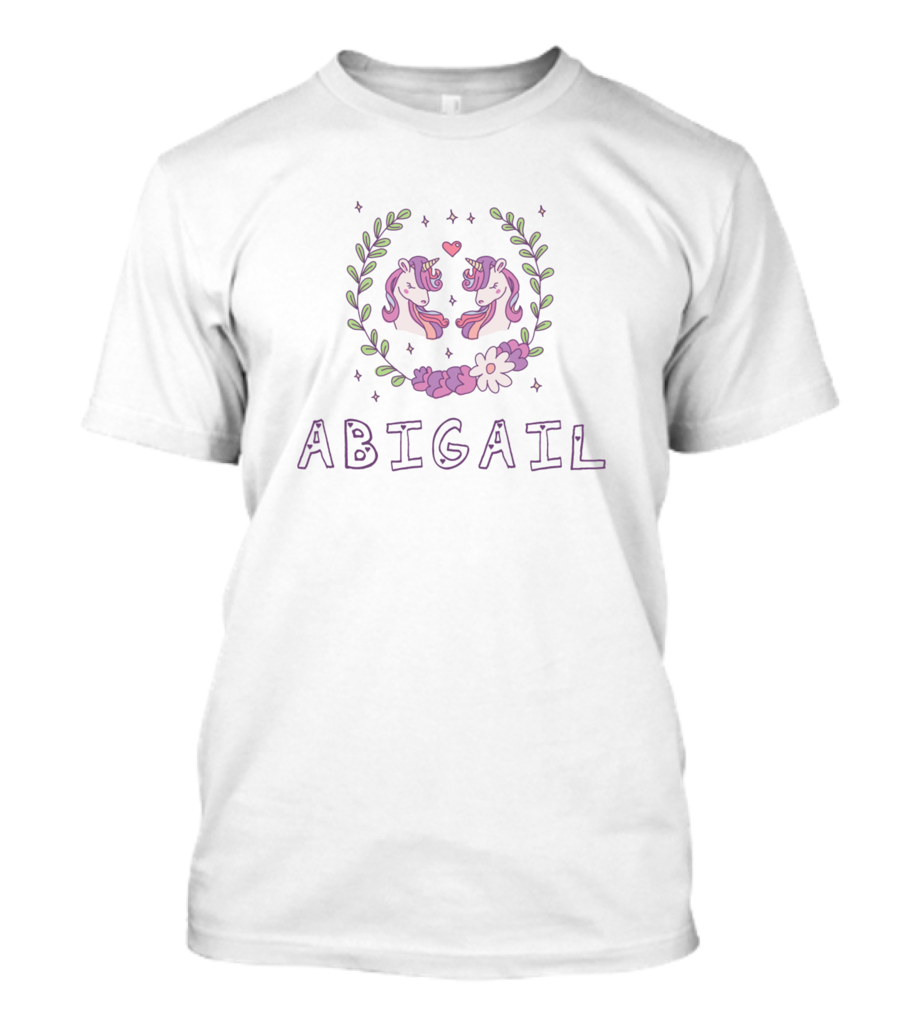 Abigail Unicorns Laurel Heart Flowers T-Shirt
