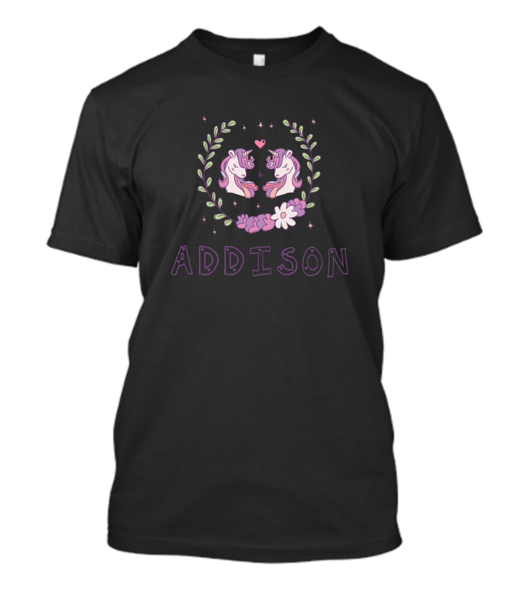 ADDISON Unicorns Flowers Hearts Leaves T-Shirt