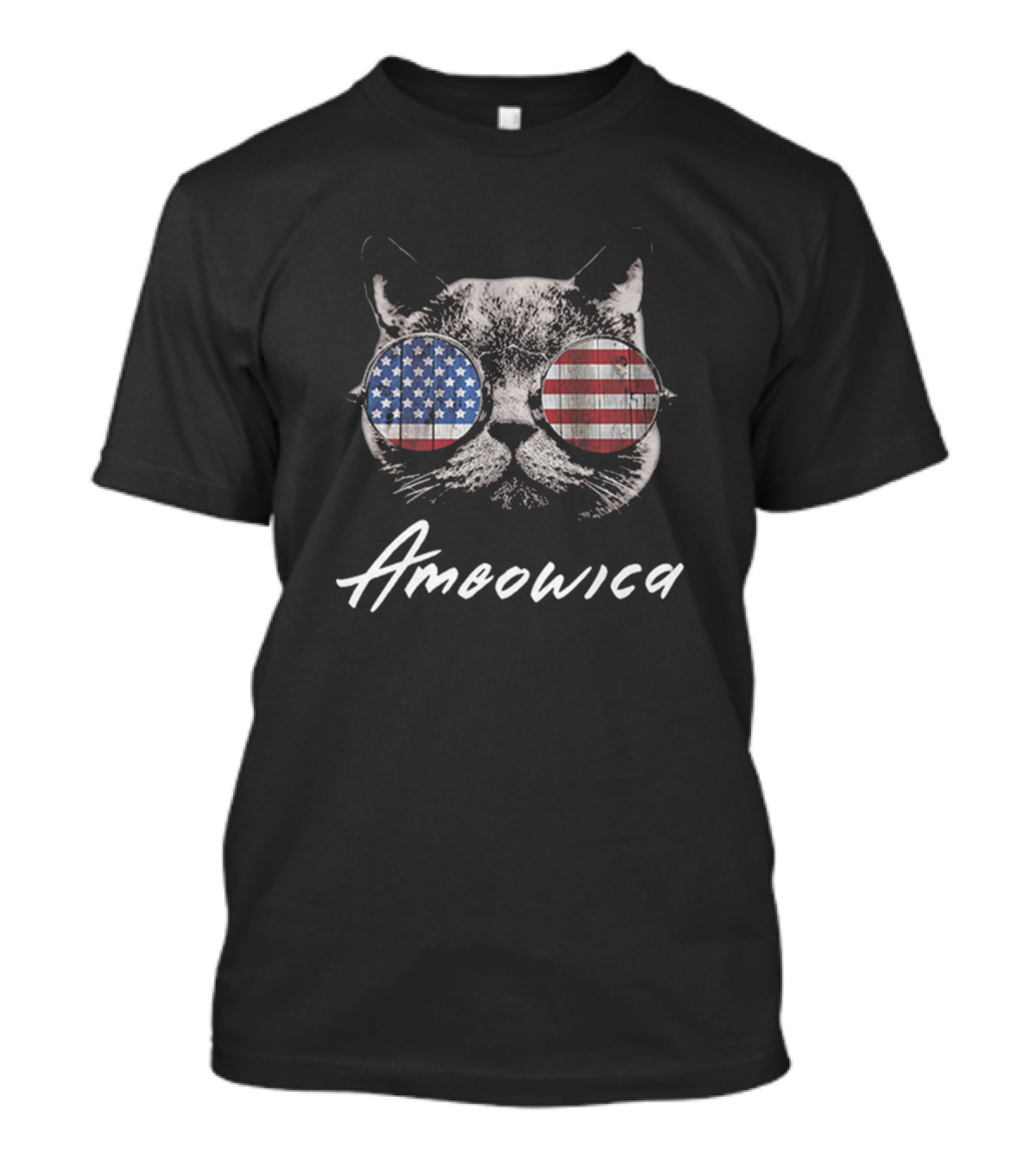 Ameowica Cat With American Flag Sunglasses T-Shirt