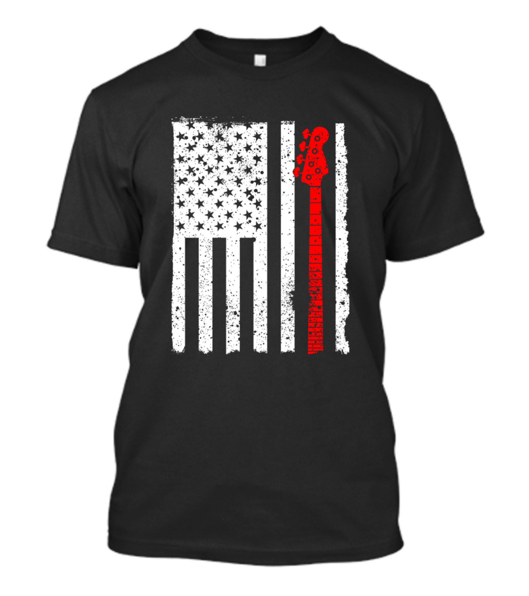American Flag Guitar Musician Bass Neck Stars And Stripes USA T-Shirt