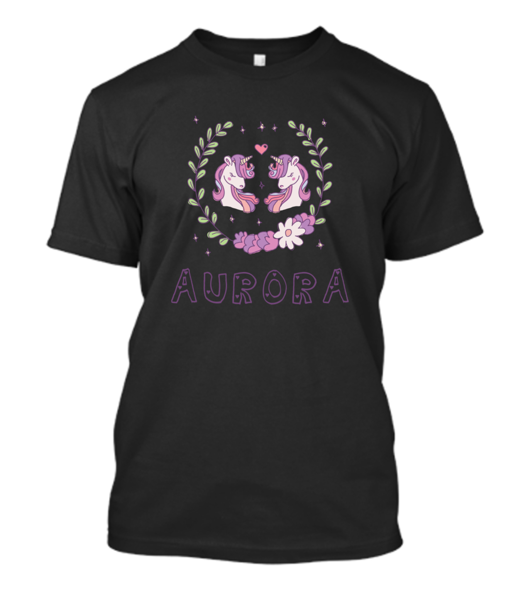 Aurora Unicorns Floral Heart Laurel T-Shirt