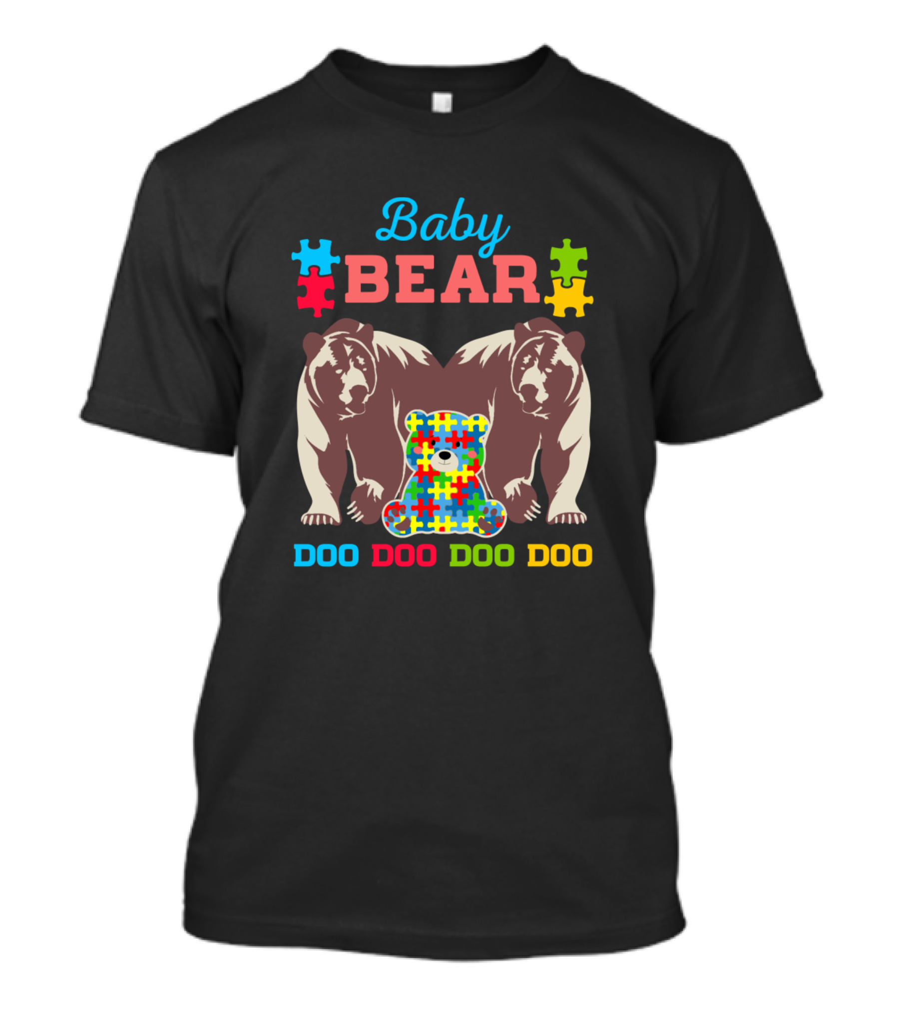 Baby Bear Doo Doo Doo Doo Autism Awareness Puzzle Pieces T-Shirt