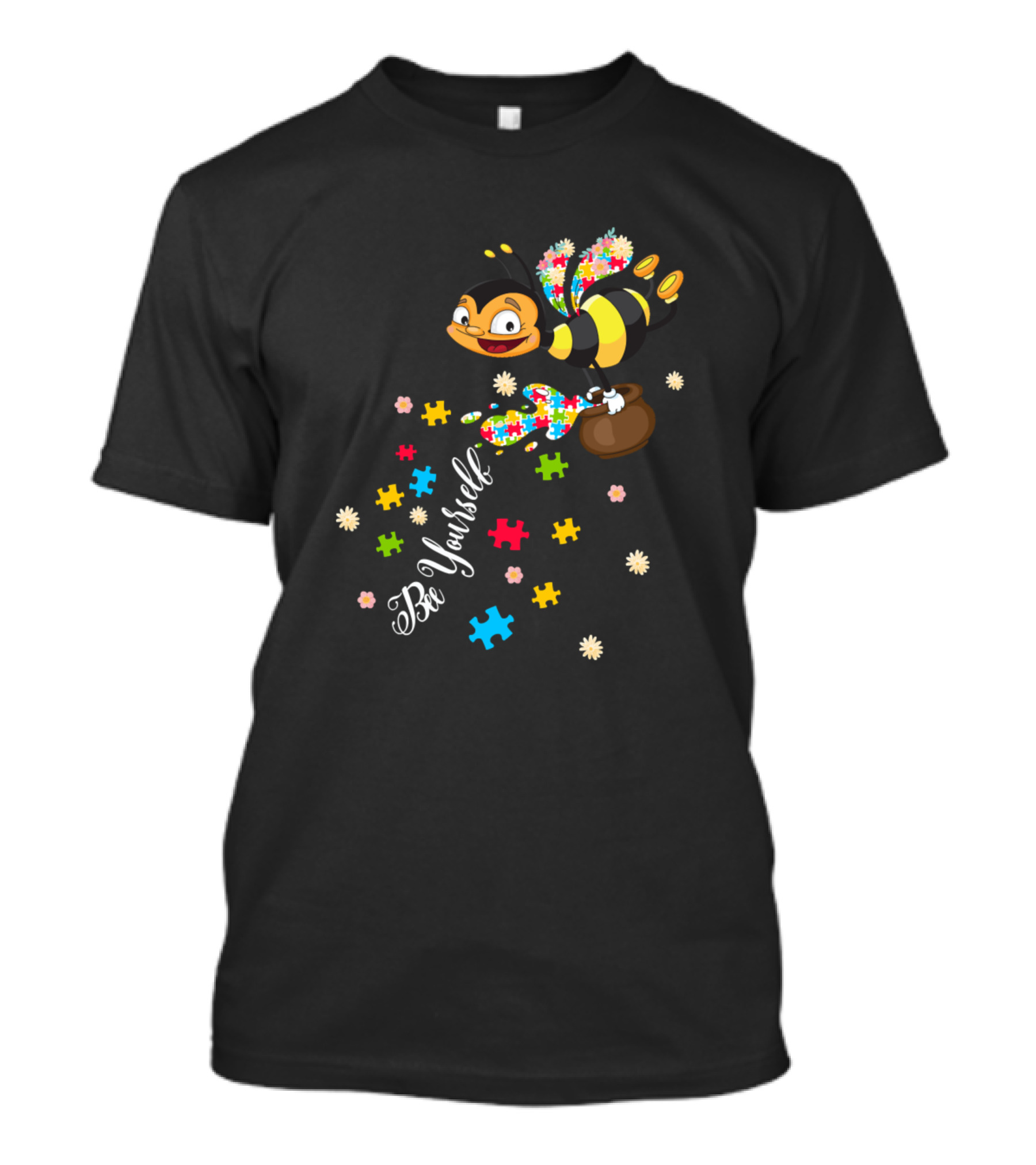 Bee Yourself Autism Awareness Daisy Puzzle Bee T-Shirt