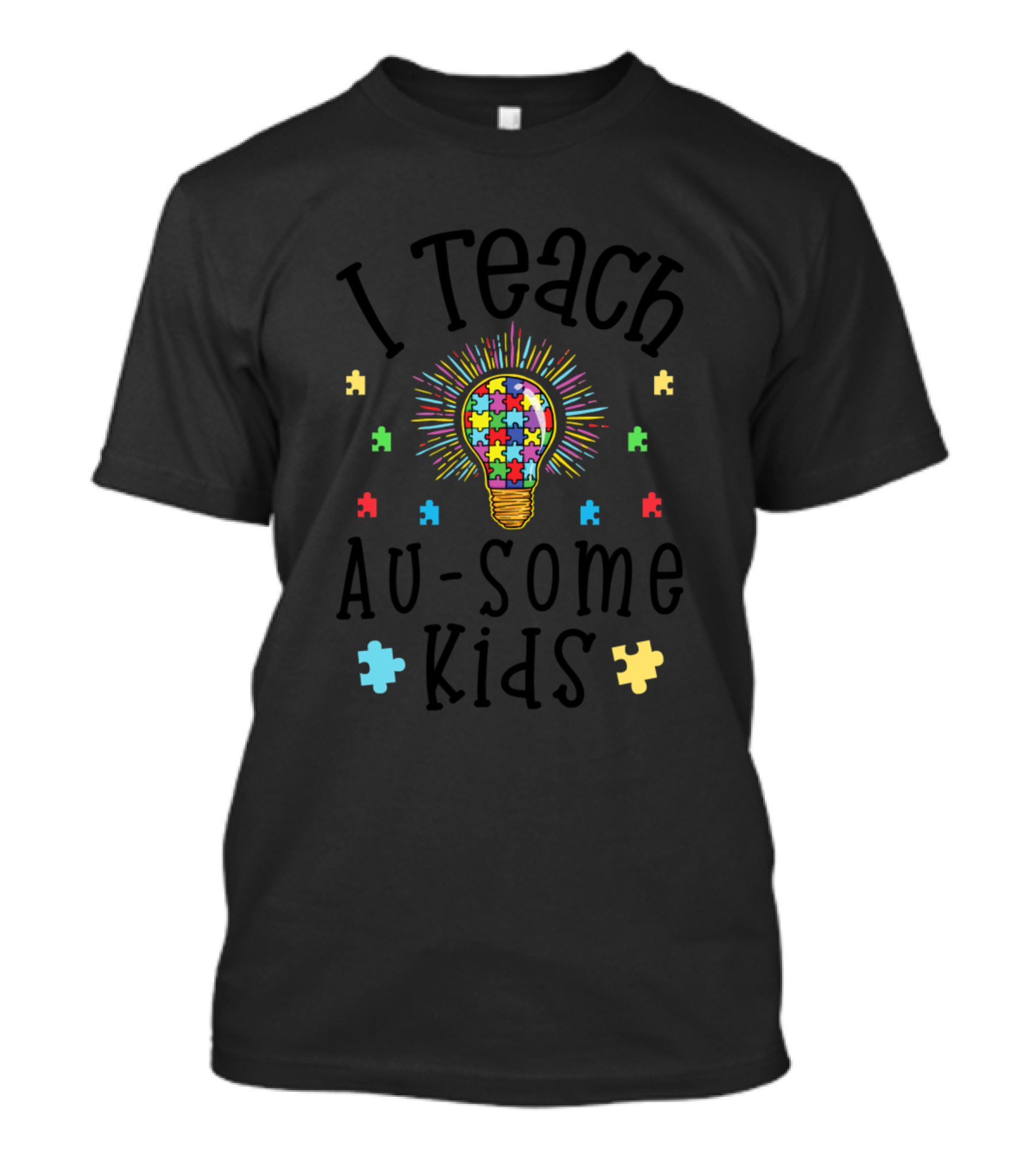 I Teach Au-Some Kids Autism Teacher Awareness Light Bulb Puzzle T-Shirt