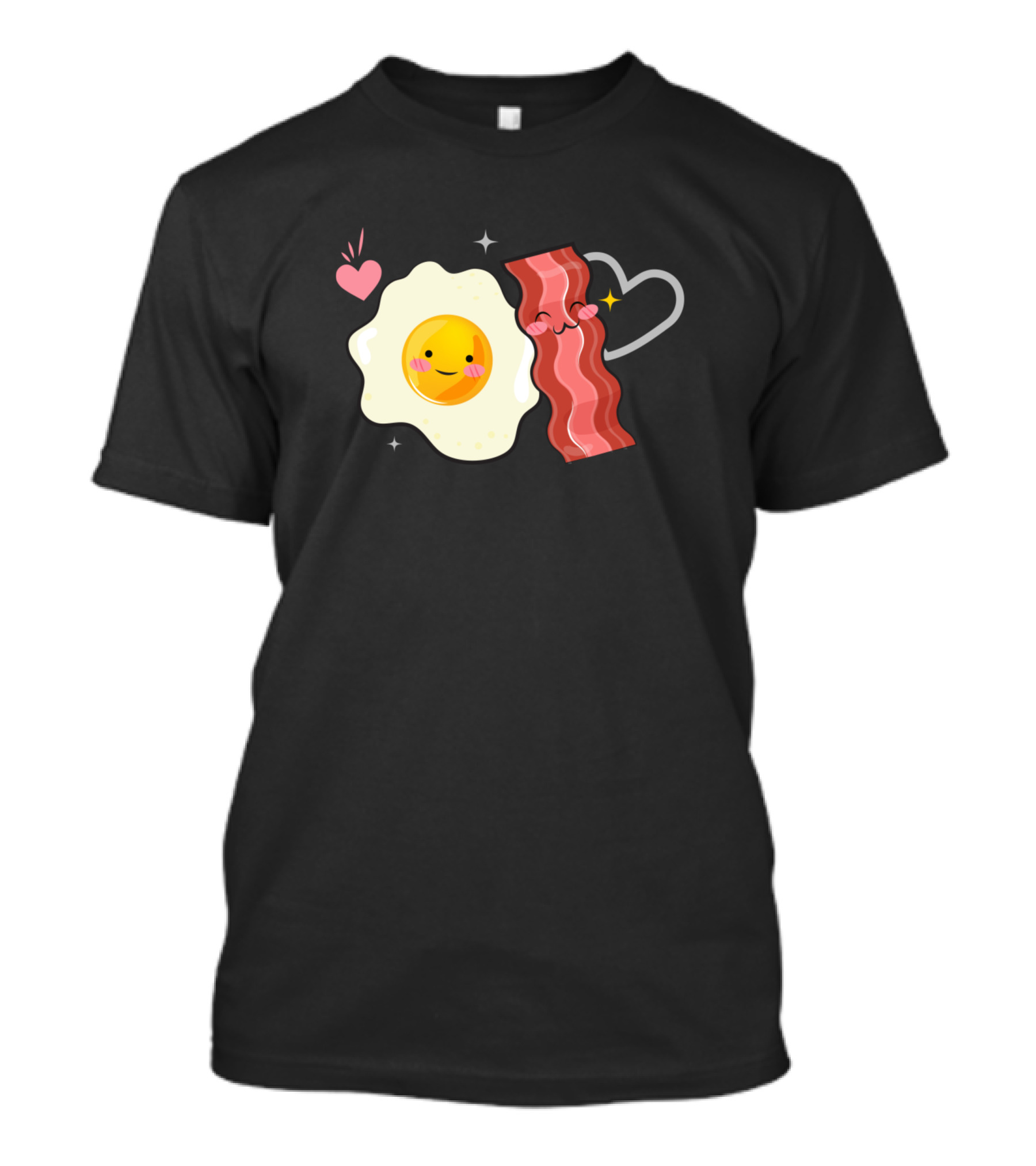 Bacon And Egg Love Hearts Kawaii Smiley Face T-Shirt
