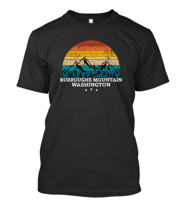 Burroughs Mountain Washington Retro Sunset With Forest And Stars T-Shirt