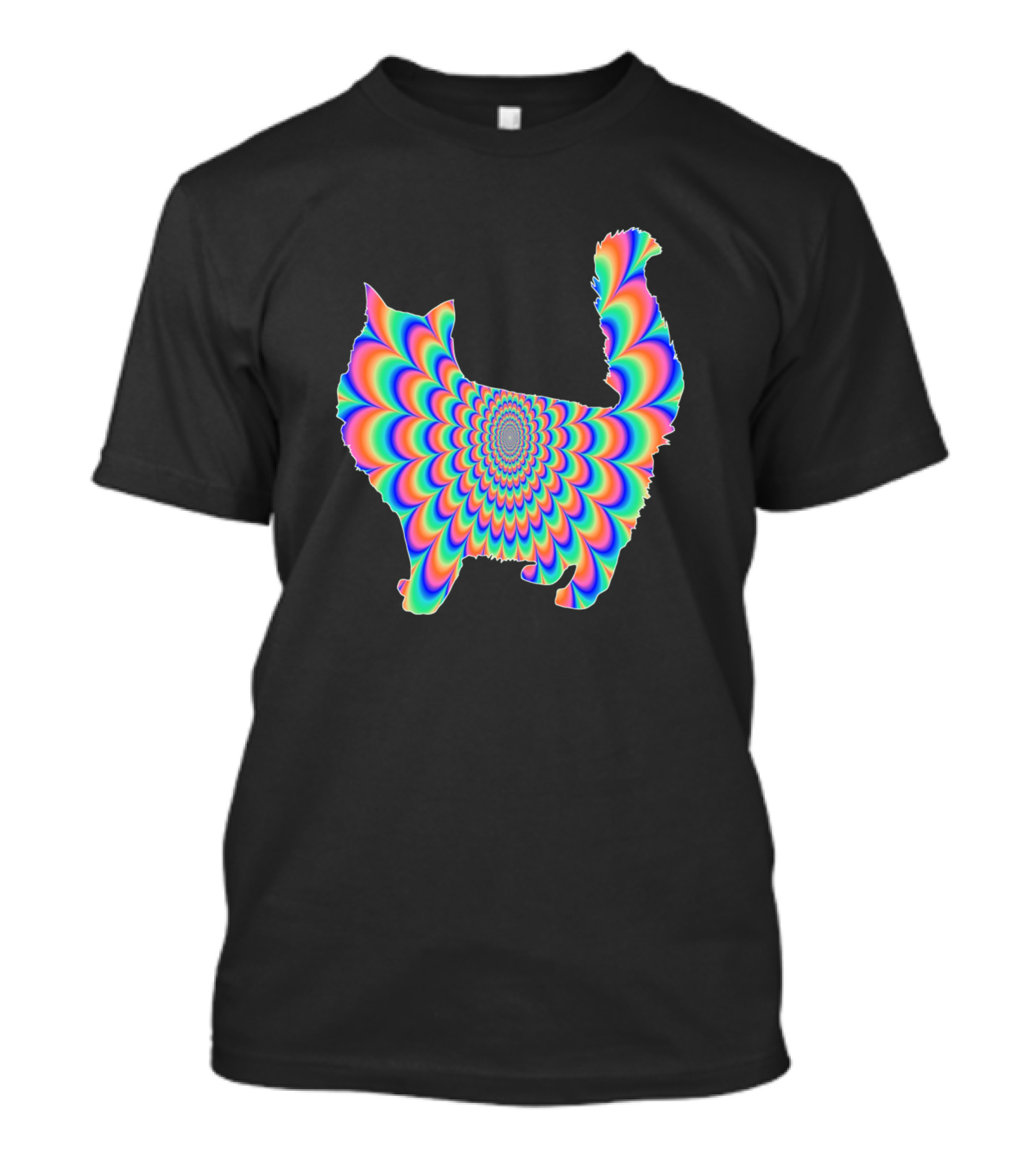 Psychedelic Rainbow Cat Optical Illusion T-Shirt