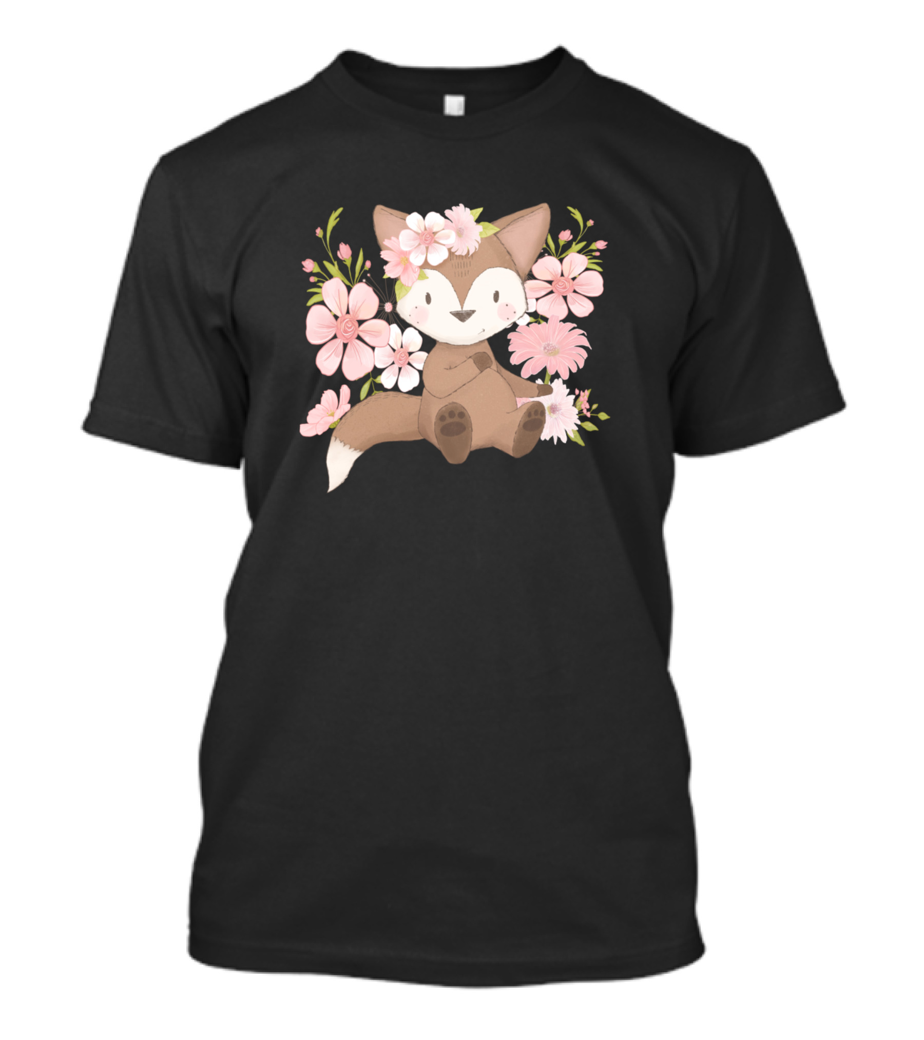 Children Floral Fox Kids Cute Flower Motif T-Shirt