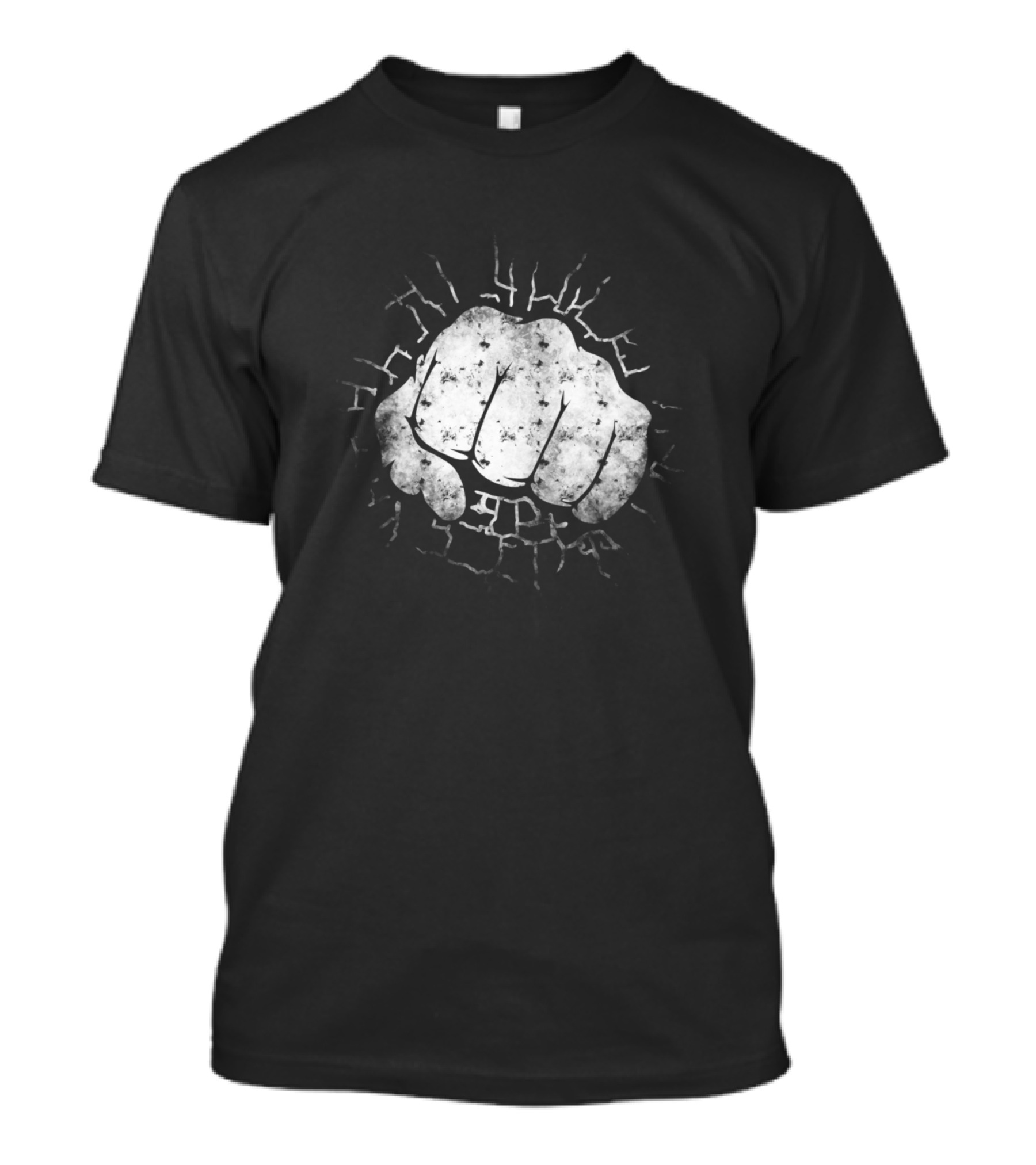 Clenched Fist Stone Breaking Graphic Explosion T-Shirt