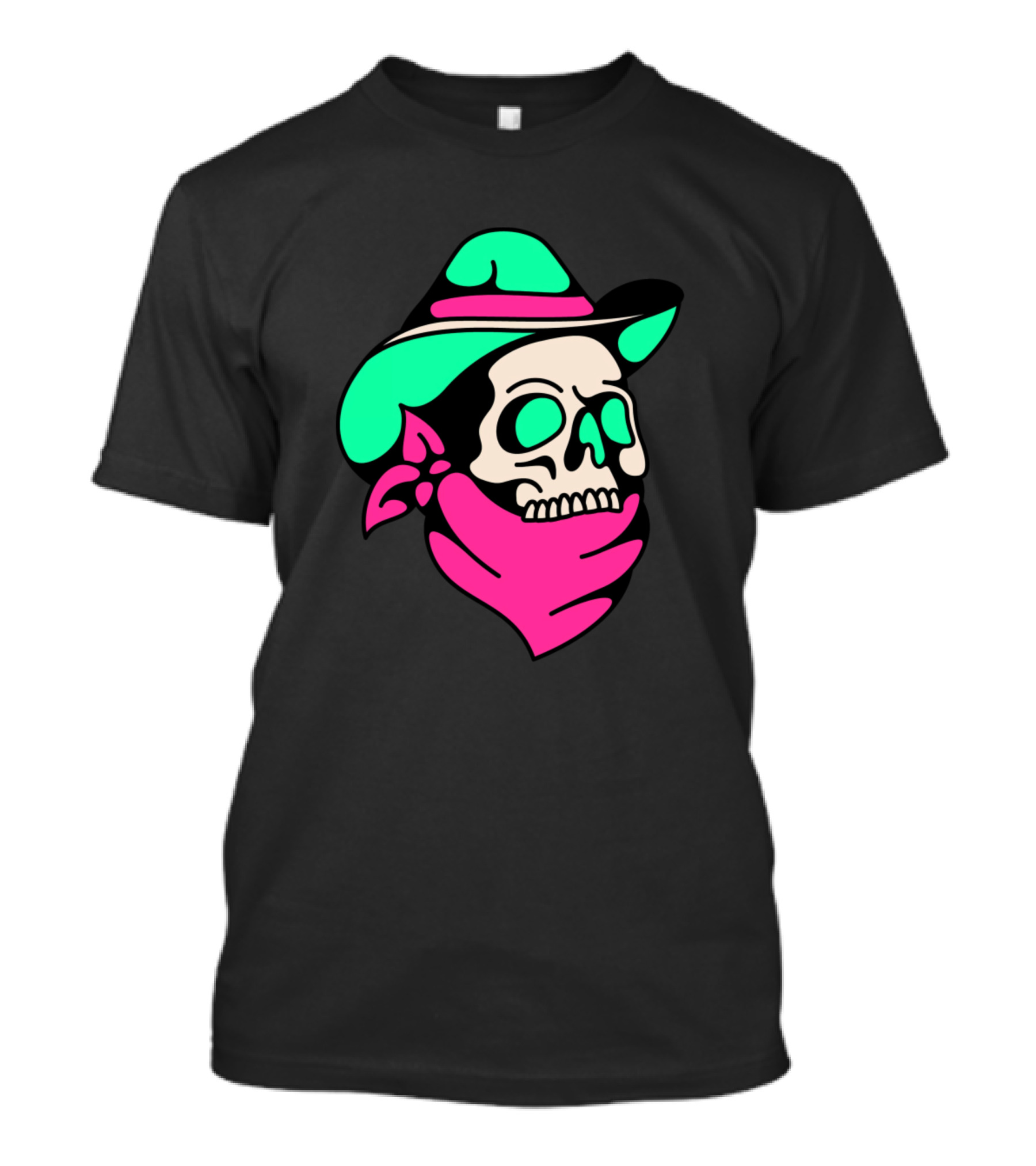 Coboy Pinkyskull Neon Cowboy Skull Bandana T-Shirt