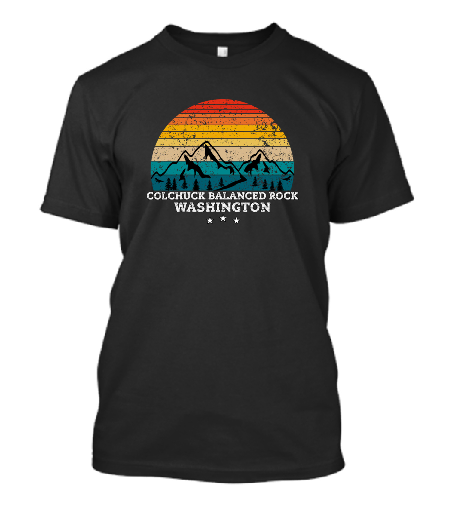 Colchuck Balanced Rock Washington Vintage Sunset Mountain Scene T-Shirt