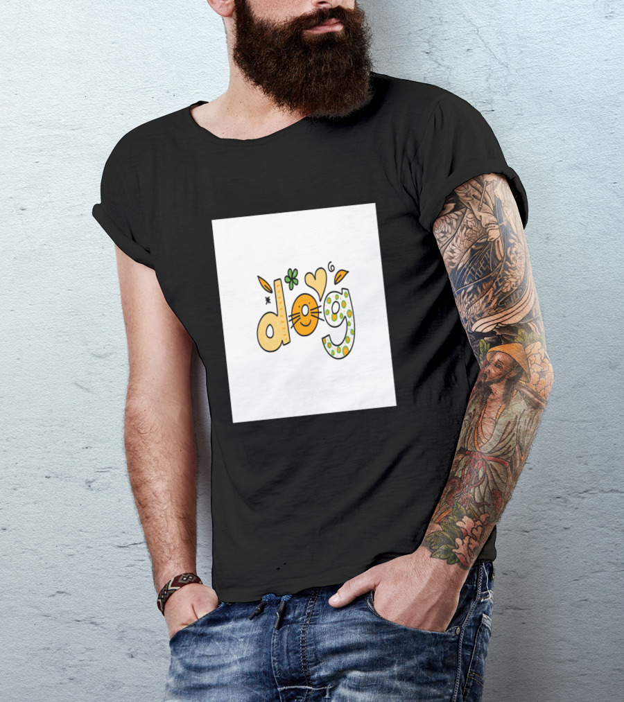 D O G Whimsical Floral Dotted Letters T-Shirt