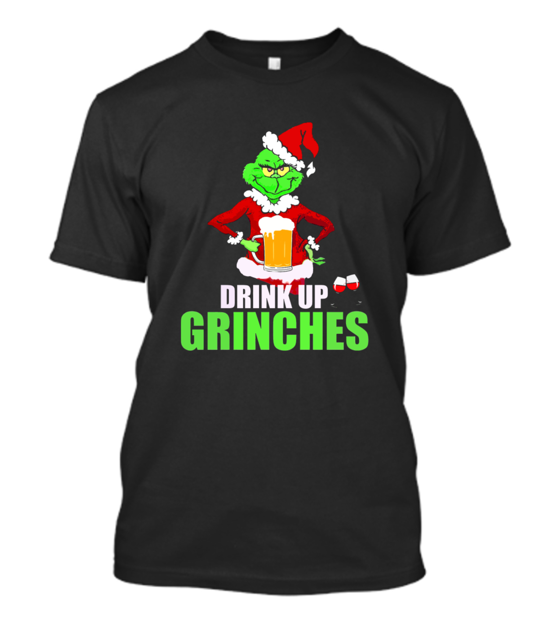 Drink Up Grinches Santa Holding Beer T-Shirt