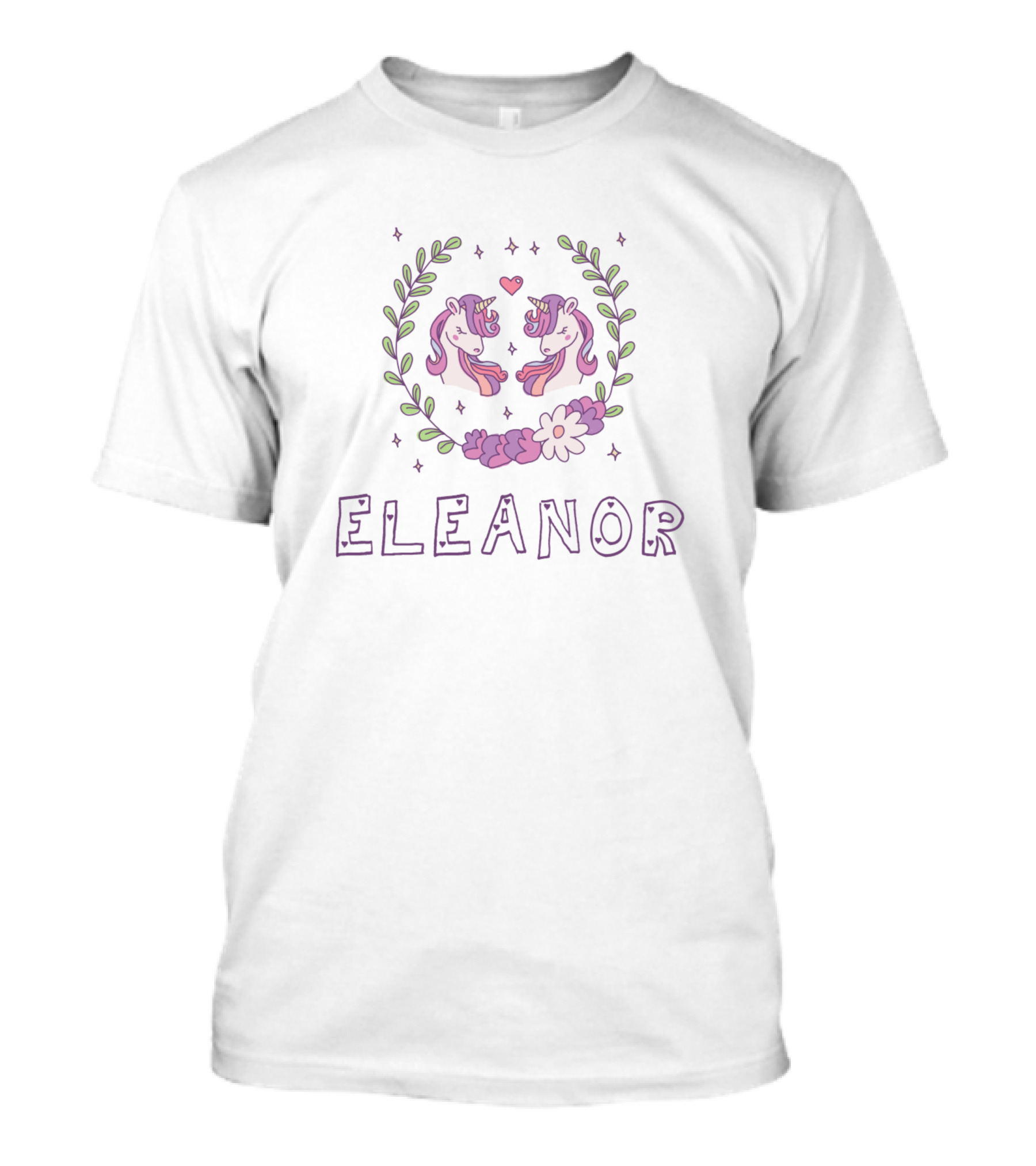 Eleanor Unicorns Heart Wreath Floral Magic T-Shirt