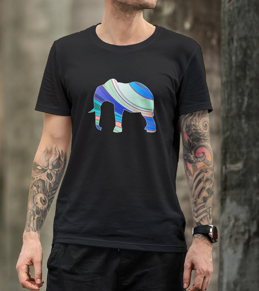 Elephant Pattern Striped Animal Zoo 819 T-Shirt