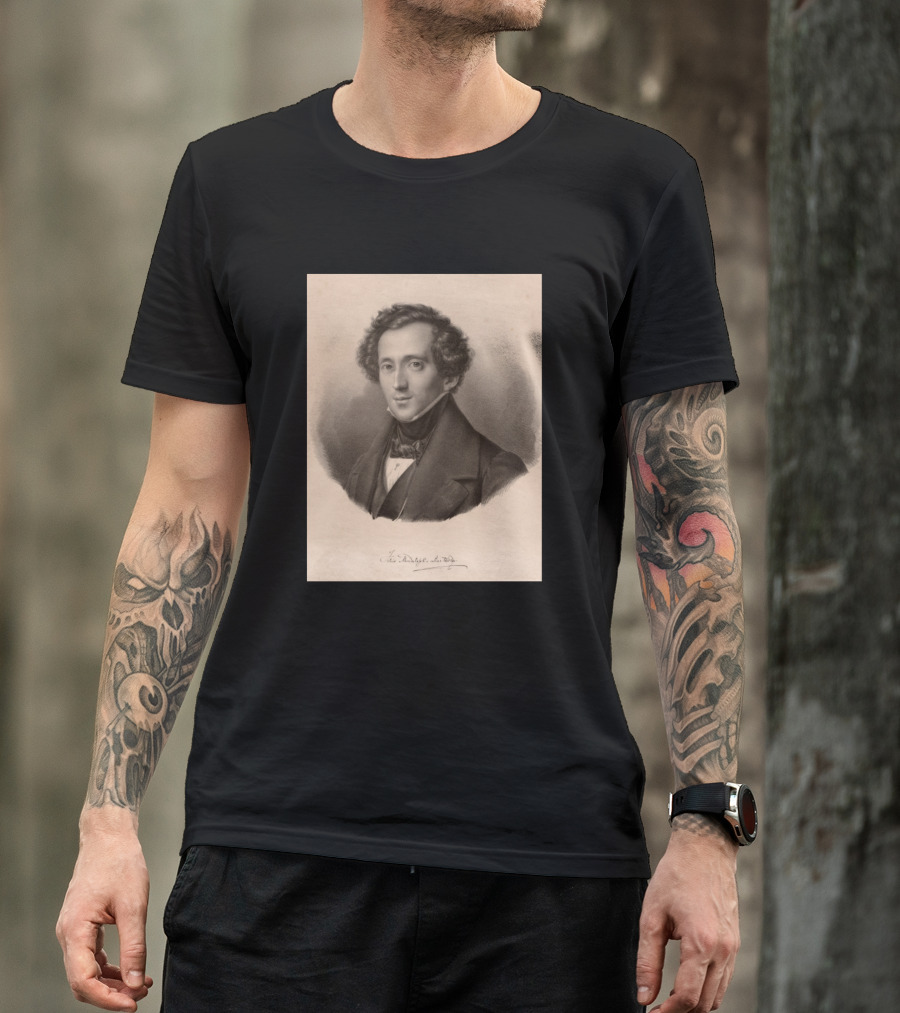 Felix Mendelssohn Portrait Lithograph By Joseph Kriehuber T-Shirt