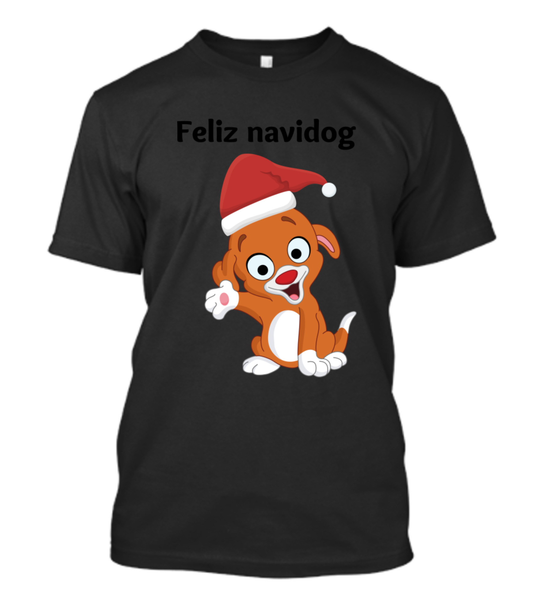 Feliz Navidog Cute Puppy In Red Christmas Santa Hat T-Shirt