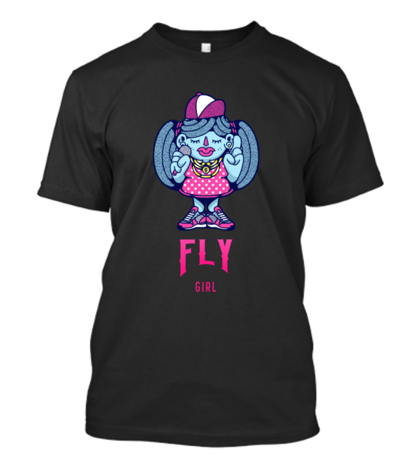 Fly Girl Cartoon Character With Headphones And Microphone T-Shirt