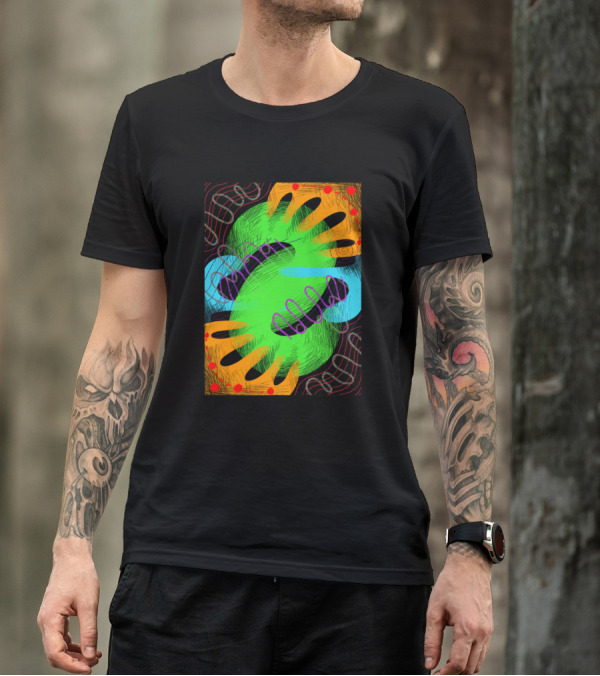 Fullcolor Abstract Hand Shapes Vibrant T-Shirt
