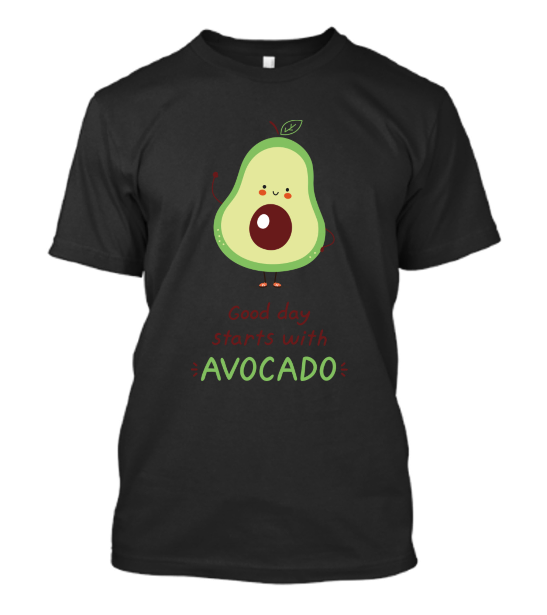 Good Day Starts With Avocado Cute Happy Fruit T-Shirt