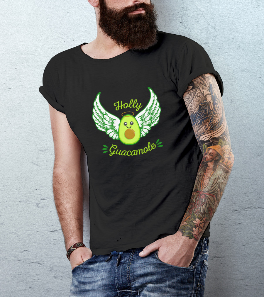 Holly Guacamole Avocado With Angelic Wings And Halo T-Shirt