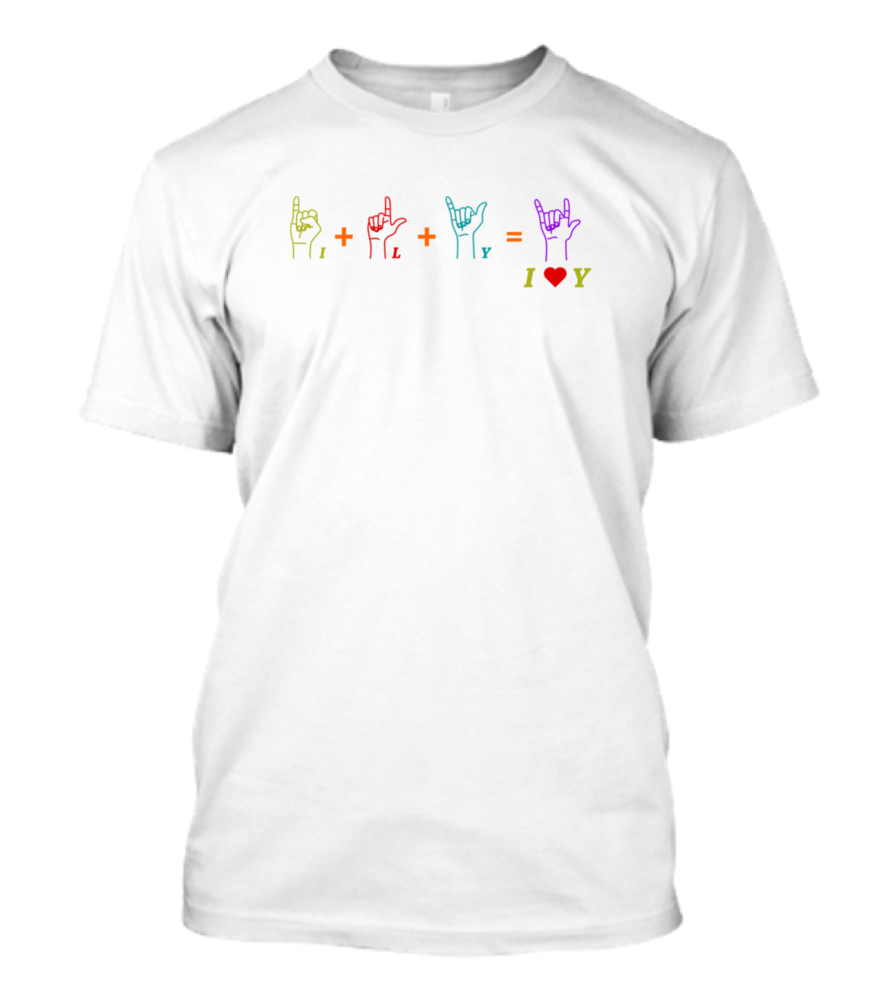 I Love You ASL Colorful Hand Signs Equation T-Shirt